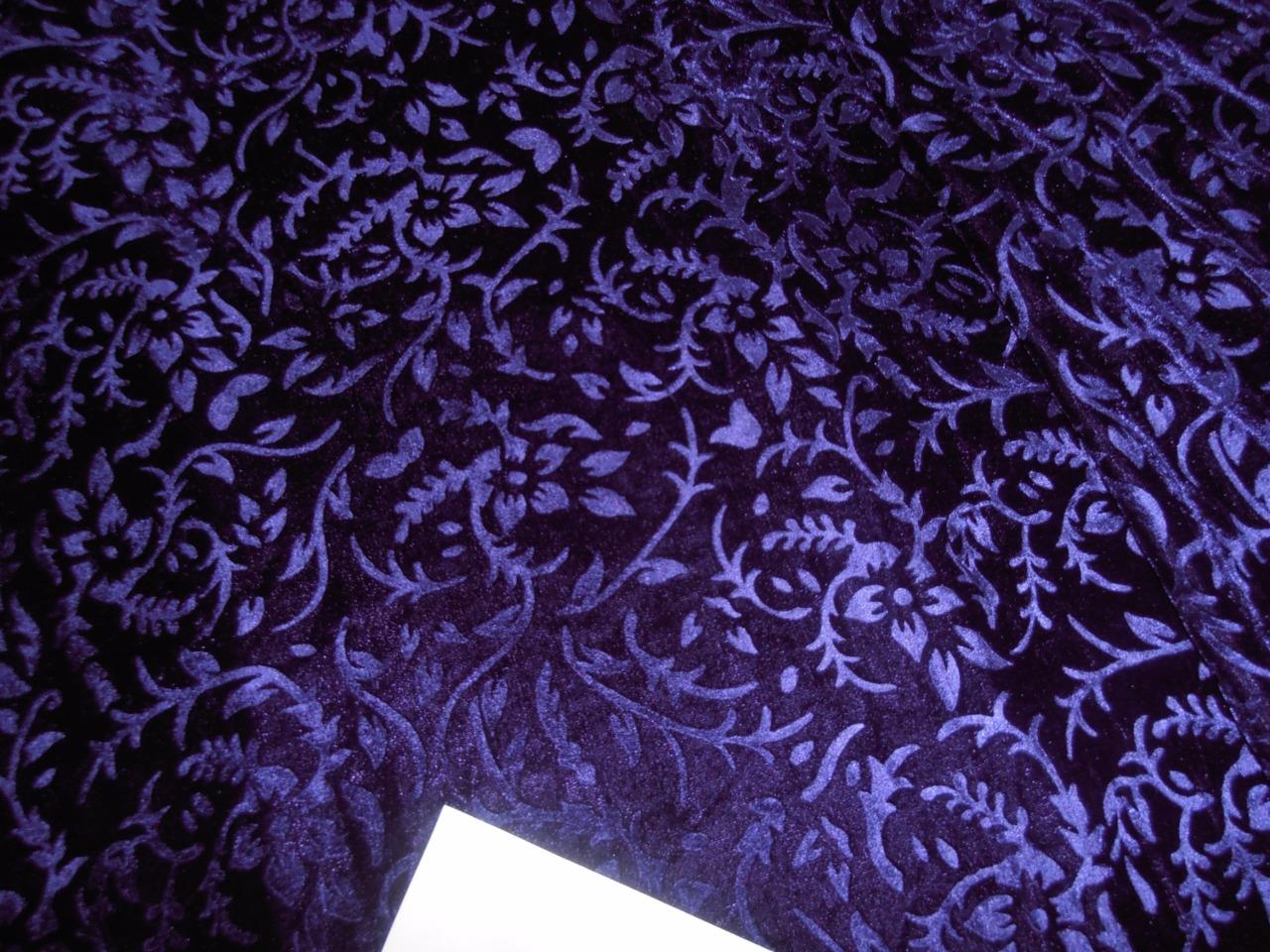Dark Purple Devore Embossed Viscose Burnout Velvet fabric 44 wide