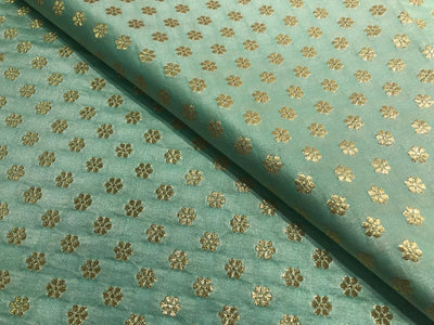 Brocade Fabric with metallic gold small flower motif Jacquard 44" WIDE BRO982 available in 4 colors peach,sea foam,pistachio and silver grey