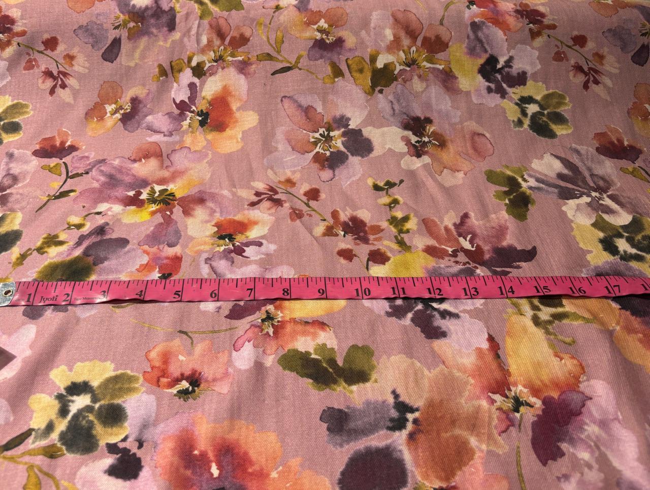 Viscose TWILL Digital Floral Print 41&quot; wide available in 2 colors dusty rose and sea foam