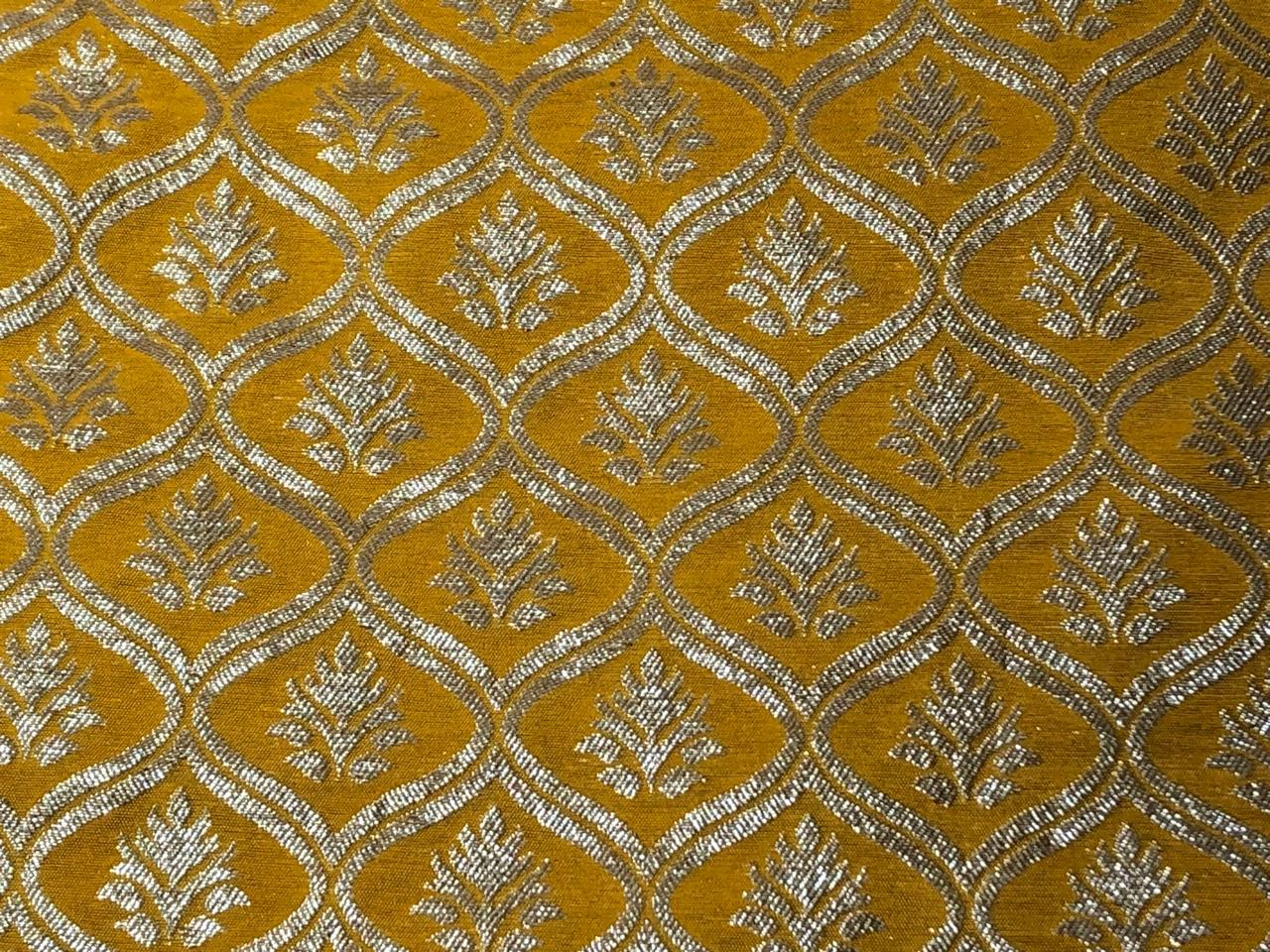 Brocade Fabric Mango Yellow x Gold Color 44" WIDE BRO978[1]/BRO524