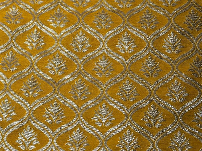 Brocade Fabric Mango Yellow x Gold Color 44" WIDE BRO978[1]/BRO524