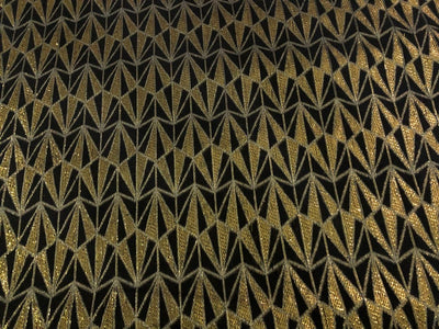 COTTON FABRIC 54" WIDE BLACK WITH GOLD  METALIC LUREX STRIPES [16797]