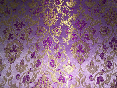 Silk Brocade fabric with  gold jacquard  BRO1018 available in 4 colors gold/lilac/grey and sea blue BRO1018