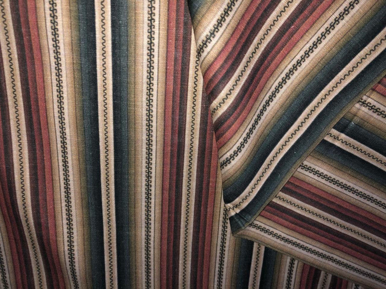 100% linen  digital print fabric 44" wide available in 2 STYLES multi color stripes and waves yellow ,sea green [15974/15975]