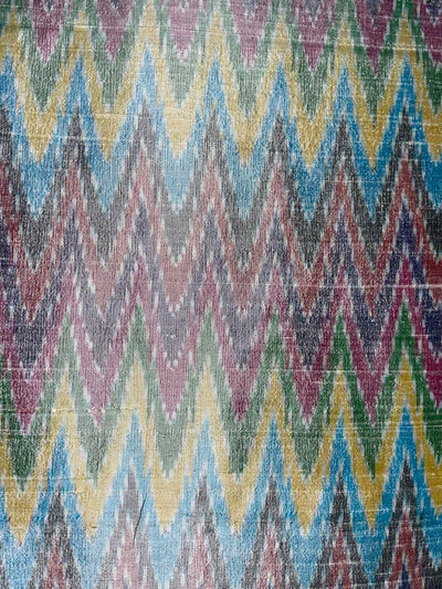 100% pure silk dupion ikat fabric multi colour 44&quot;wide