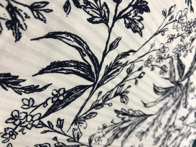 100%  Linen Cotton Flex Beautiful black  Floral Print Fabric 58" wide [16869]