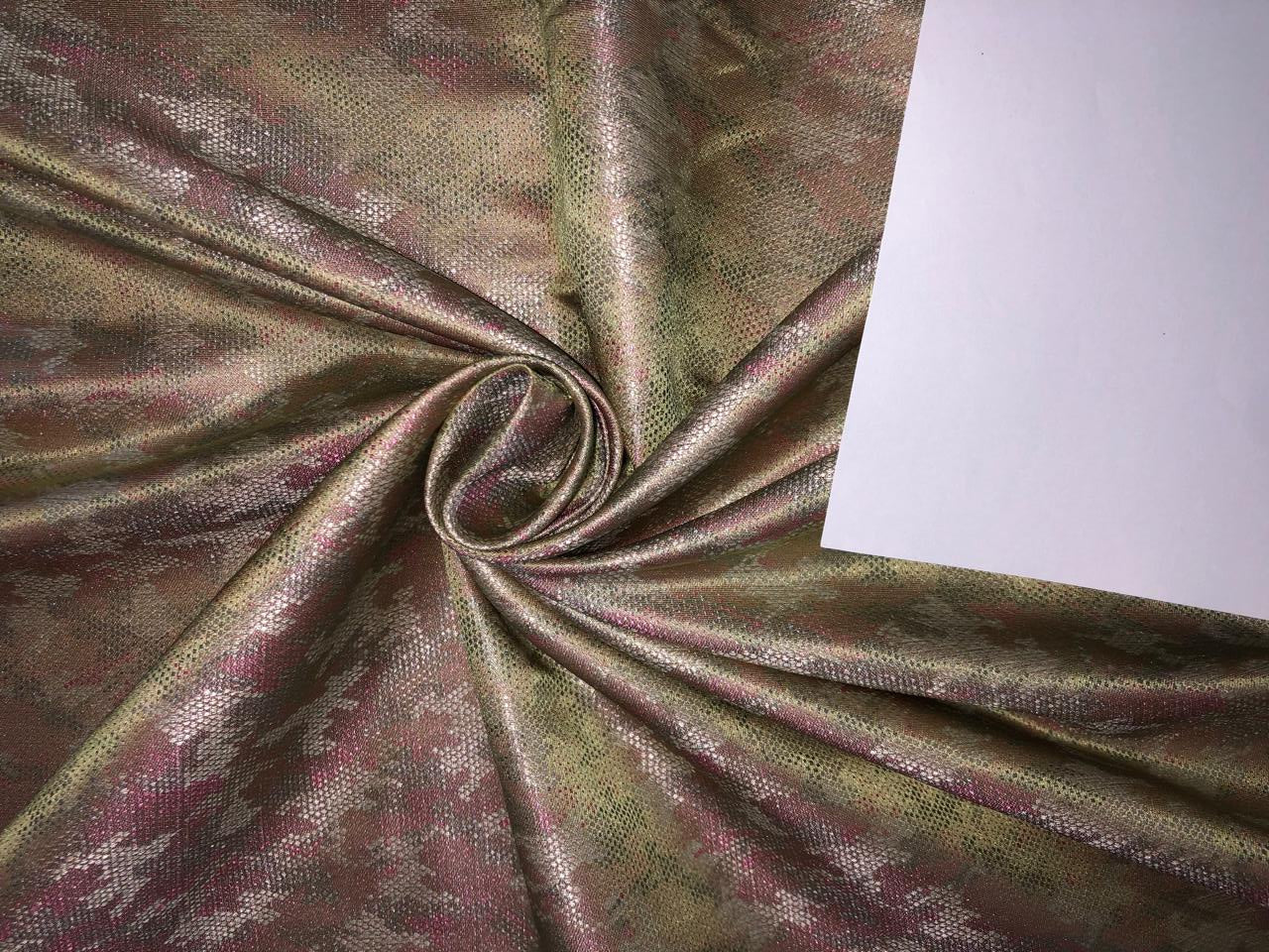 Silk Brocade Fabric  jacquard  44" wide BRO954 available in 4 colors cream pastel pink and grey /red pink and gold/sea green and lavender/pink and grey