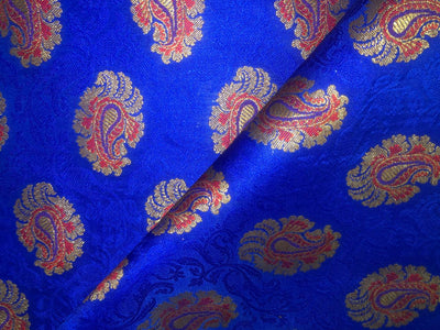 Silk Brocade fabric 44" wide PAISLEYS  available in 5 colors GREEN /YELLOW/ ROYAL BLUE /NAVY AND  ORANGE BRO940