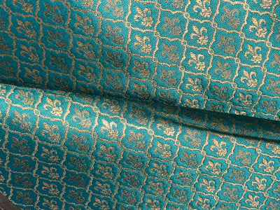 Brocade Fabric Jacquard x metallic gold Gold Color 56" WIDE BRO975 available in 3 colors purple/royal blue and peacock green