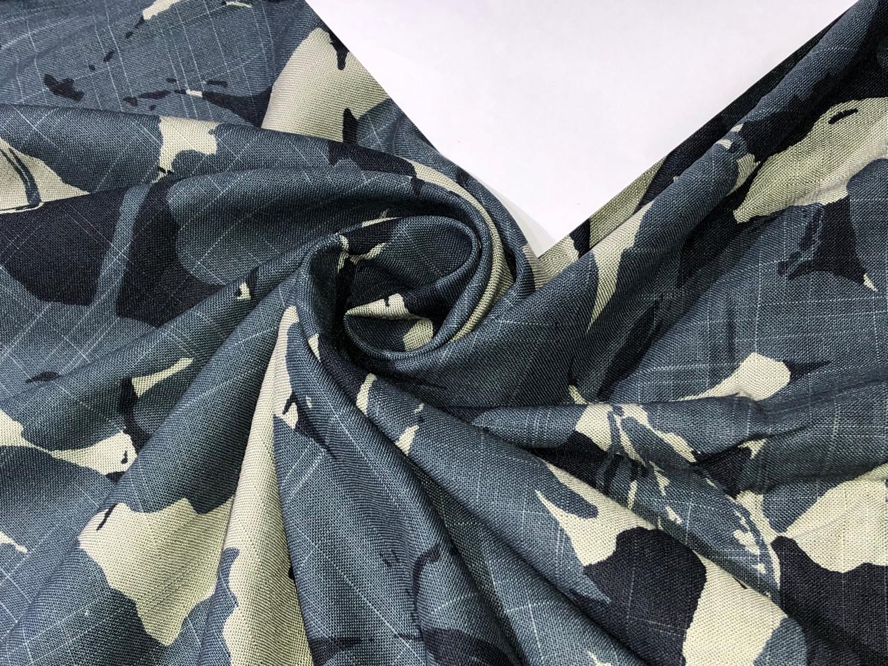 100% Cotton Linen Print SHADES OF light olive grey and black [16802]