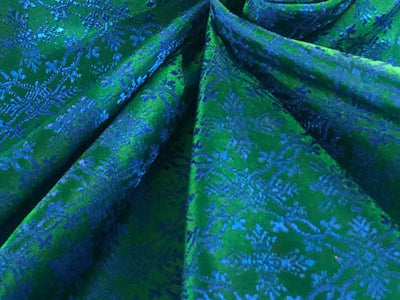 Brocade Fabric Green &amp; Blue color Vestment Design 44" wide BRO213[4]