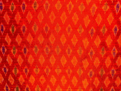 100% pure silk dupion ikat fabric  orange color 44" wide [17177]