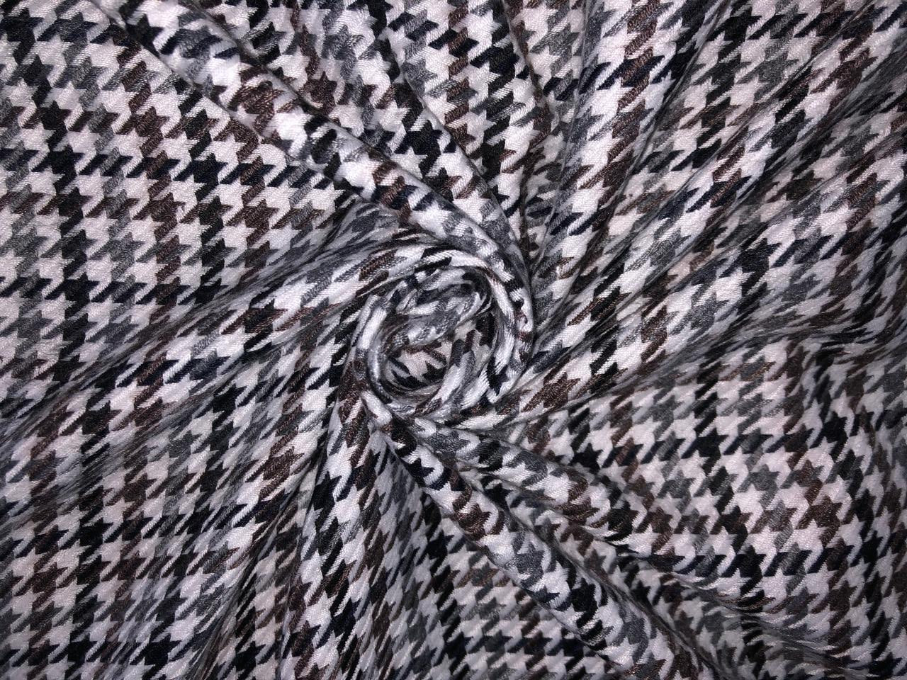 Acrylic Wool  fabric Houndstooth beige, grey, white and black [16880]