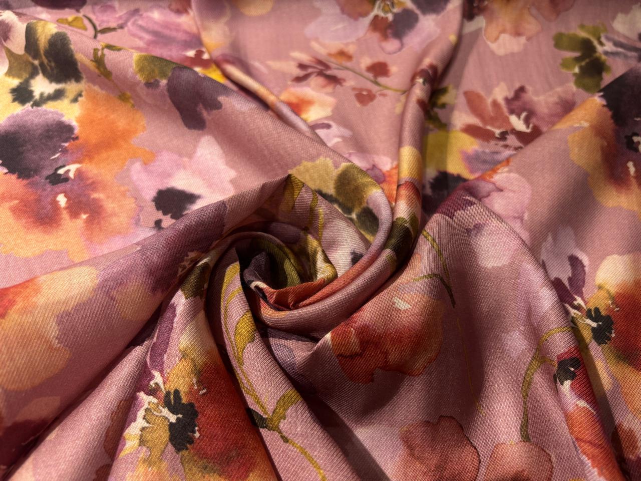 Viscose TWILL Digital Floral Print 41&quot; wide available in 2 colors dusty rose and sea foam