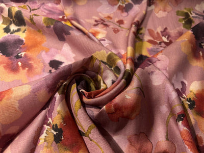 Viscose TWILL Digital Floral Print 41&quot; wide available in 2 colors dusty rose and sea foam