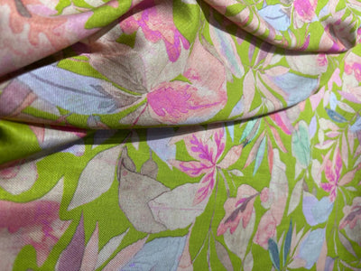 Viscose TWILL Digital Floral Print 41&quot; wide available in 2 colors dusty rose and sea foam