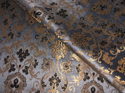 Silk Brocade fabric with  gold jacquard  BRO1018 available in 4 colors gold/lilac/grey and sea blue BRO1018