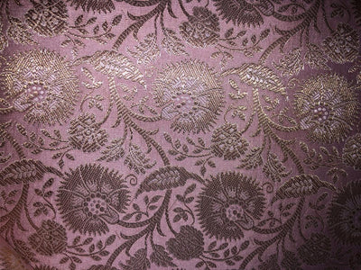 Silk Brocade Fabric metallic gold jacquard  44" wide BRO952 available in 4 colors turquoise/pink/lavender blue and peach