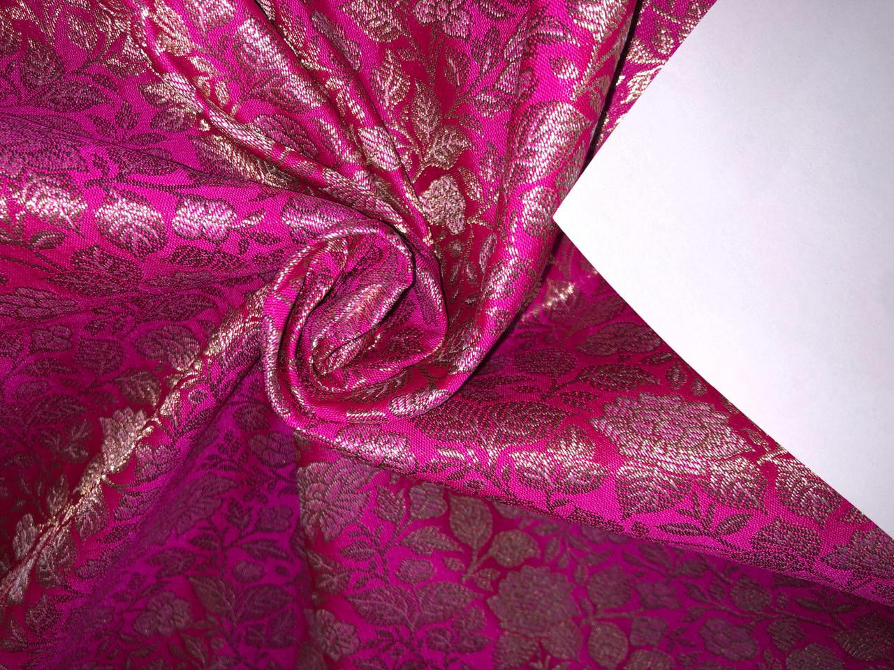 Silk Brocade Fabric metallic gold jacquard  44" wide BRO949A available in 3 colors red/peach and pink