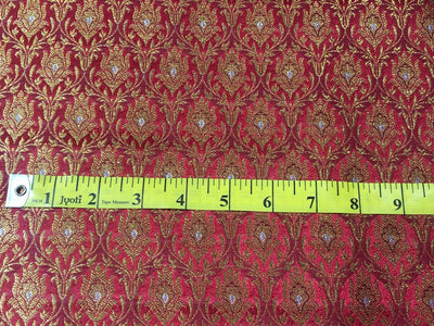 Silk Brocade fabric red, metallic gold and metallic silver color 44" wide BRO730[3]