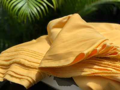 Scuba Crepe Stretch Jersey Knit Dress fabric ~ 58&quot; wide available in two colors light peach and mango yellow