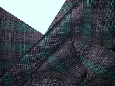 Tweed Suiting Blended With Viscose 58" wide plaids available in 3 colors navy/black, tan brown/tan red and black AND teal/navy