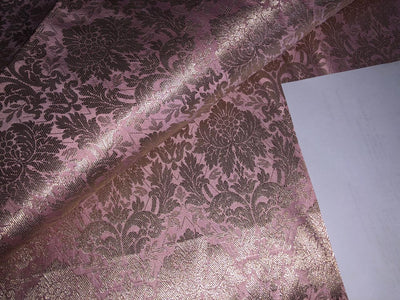 Silk Brocade fabric floral Jacquard x metallic silver 44" wide BRO955 available in 3 colors peach, silver grey  and pink