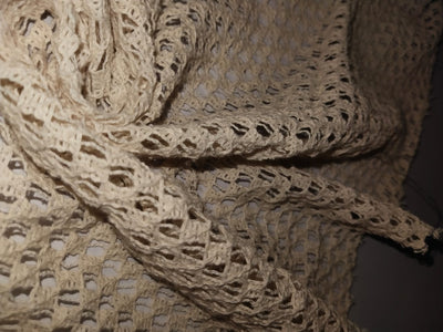 Cotton x jute fancy LACE overlay fabric offers intricate woven patterns 72"available in 5 designs