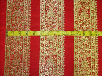 Brocade border fabric red x metallic gold color 44" wide BRO658/BRO946 available in 4 colors bright red ,red green and black