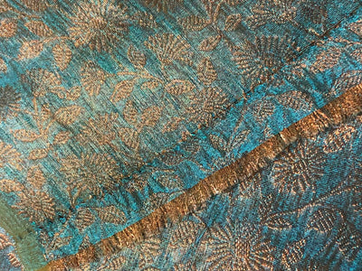 Silk Brocade Tissue Fabric with metallic copper  jacquard available in 2 colors  DUSTY ROSE AND TEAL BRO988[2/3]