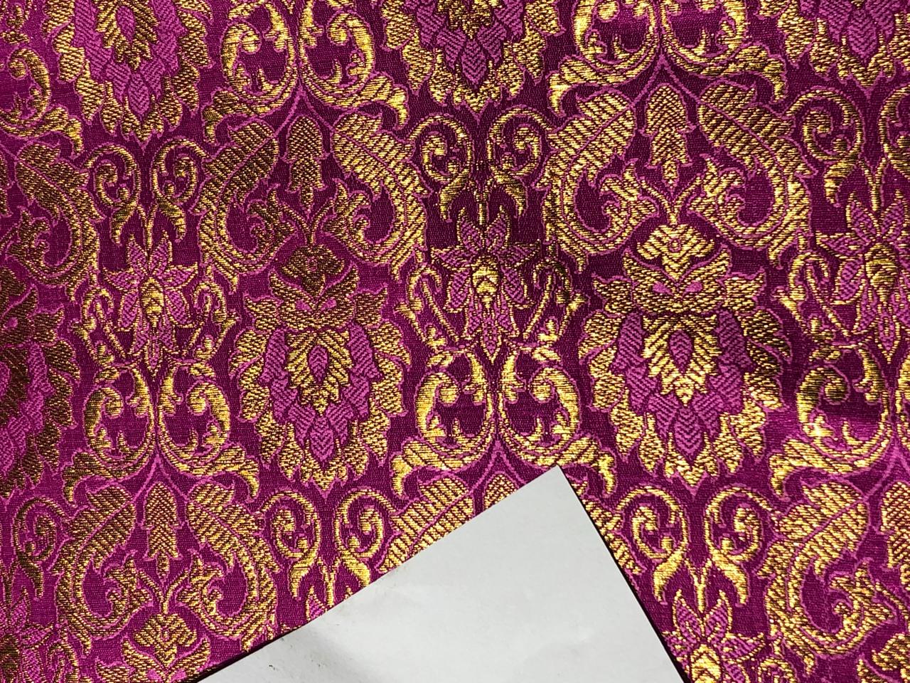 Silk Brocade Fabric with gold jacquard  available in 2 colors orange and pink  BRO988[4/5]