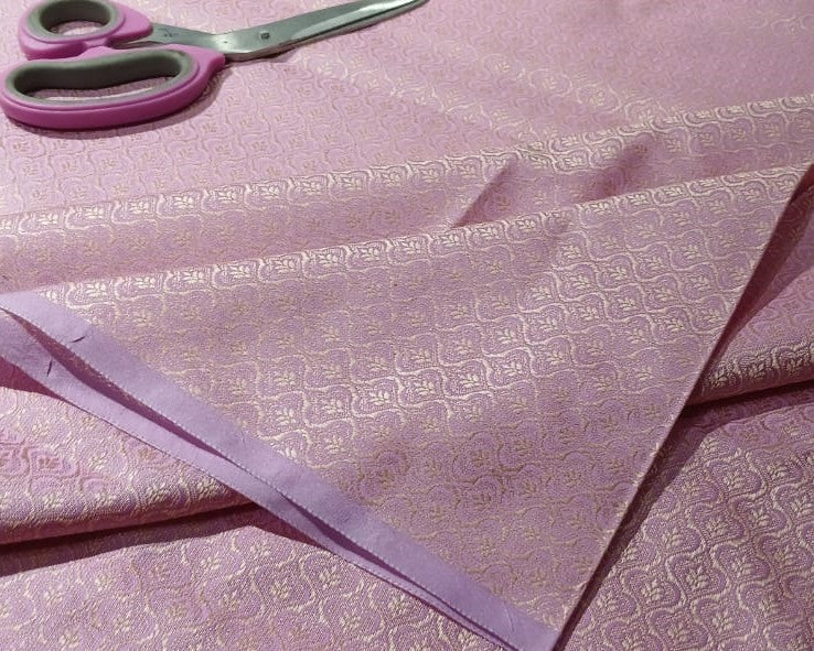 Silk Brocade fabric with leaf  jacquard available in 3 colors sky blue , mint and lilac BRO990