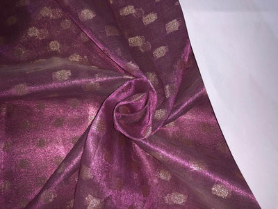 Silk metallic tissue organza fabric PINKISH LAVENDER MOTIF JACQUARD 44 INCHES WIDE available IN MATCHING CRUSH AND SOLID