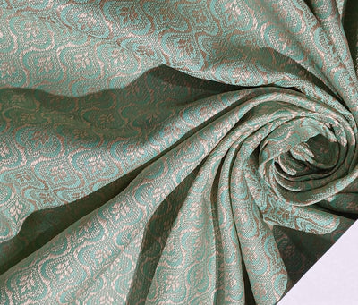 Silk Brocade fabric with leaf  jacquard available in 3 colors sky blue , mint and lilac BRO990