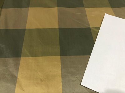 100% PURE SILK TAFFETA FABRIC PLAIDS  GREENS AND TAUPE   54"wide TAFNEWC12roll