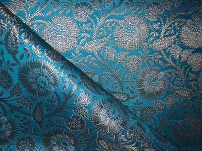 Silk Brocade Fabric metallic gold jacquard  44" wide BRO952 available in 4 colors turquoise/pink/lavender blue and peach