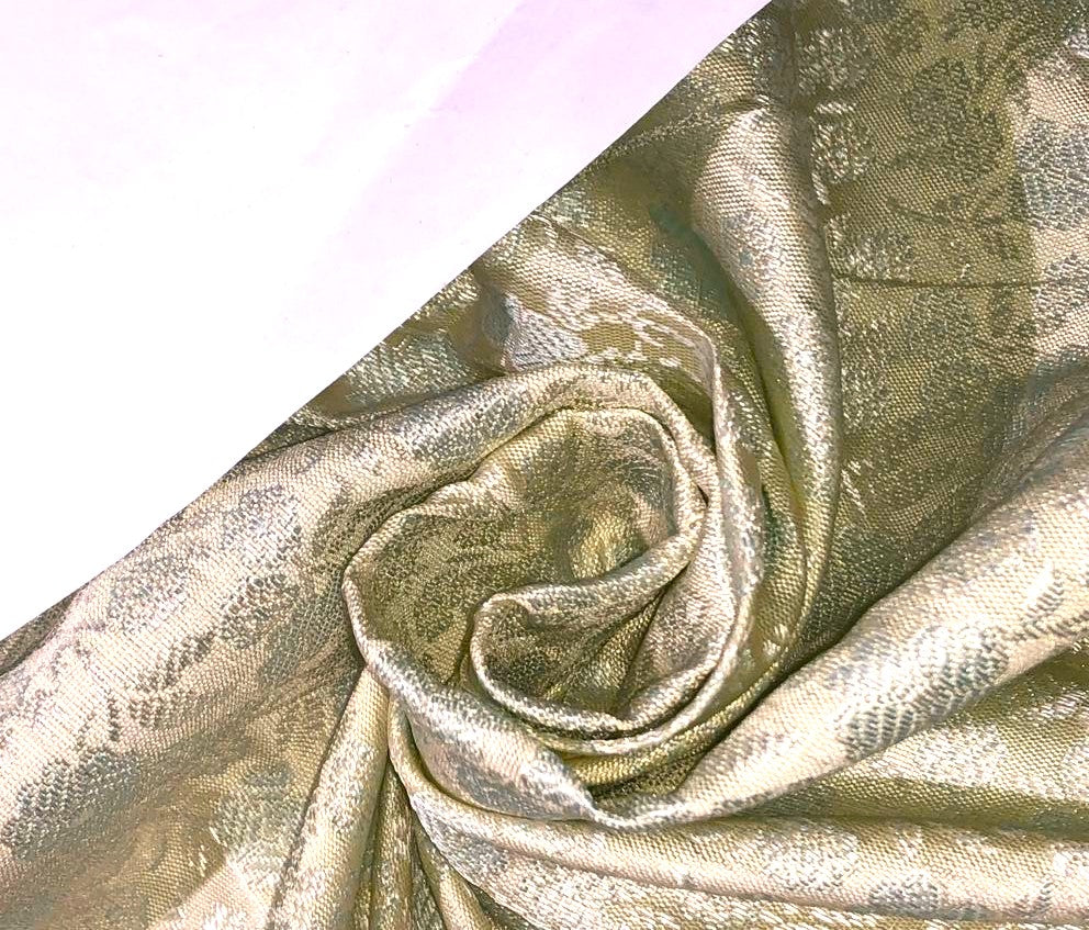 Silk Brocade fabric with floral vine  jacquard available in 2 colors dusty mint and Uranian blue BRO992