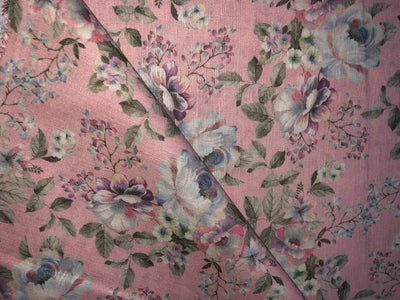 100% linen FLORAL digital print fabric 44" wide PEACH [15963]