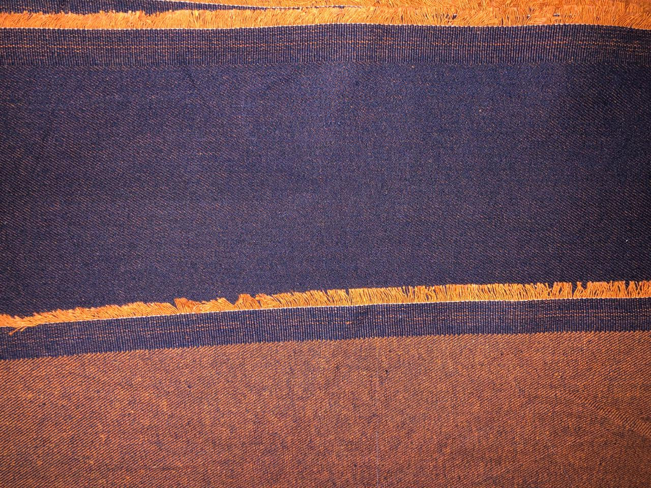 100% Cotton Denim  Fabric 58" wide available in 2 COLORS DENIM REVERSABLE INK BLUE X RUST AND BLACK X TAUPE