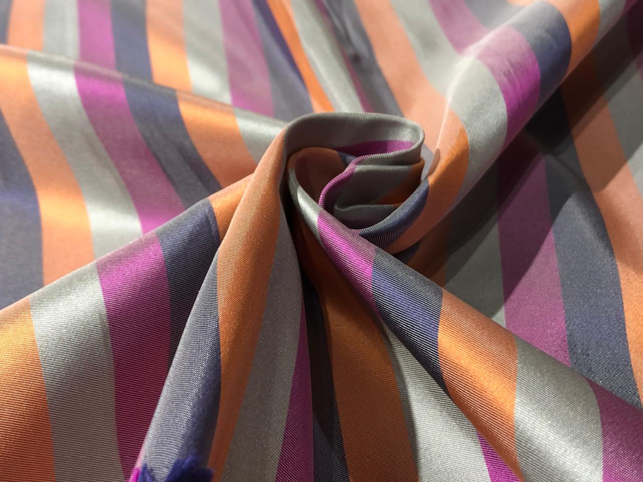 100% SILK TAFFETA FABRIC MULTI COLOR STRIPES TAFNEWS24[1]