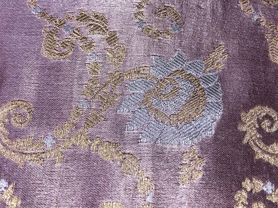 Silk Brocade fabric with metallic gold and silver floral jacquard 44" wide available in 2 colors mauve and pink salmon BRO981