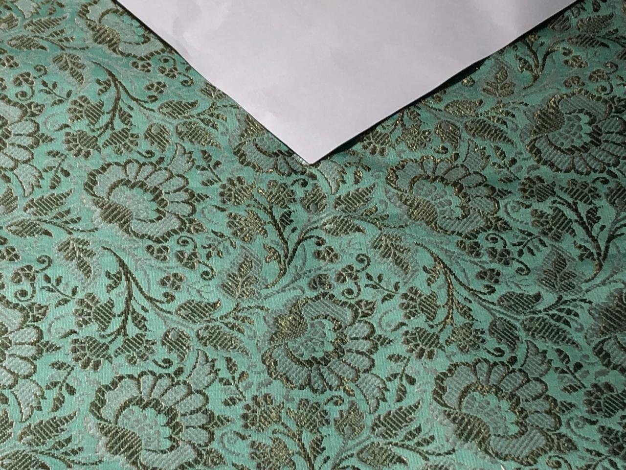 Brocade Fabric VINE Jacquard with metallic gold available in 2 colors MINT AND POWDER BLUE BRO993[4/5]