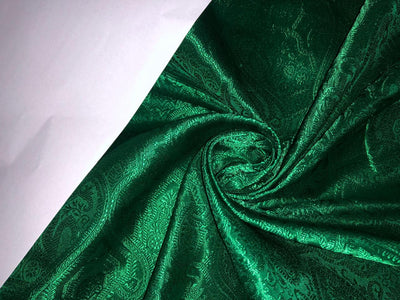 Silk Brocade fabric 44" wide Self  Jacquard  Emerald Green color BRO914[3]