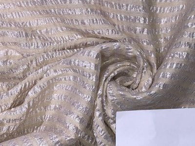 SILK  Crushed MUGA SILK TISSUE STRIPES available in 4 colors crinkle gold x gold stripe/dark ivory x copper/golden cream x silver/silver x gold