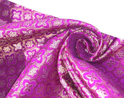 Brocade Fabric Jacquard x metallic gold Gold Color 44" WIDE BRO977 available in 7 colors bright pink , red,royal blue,teal,parrot green,mulberry and ivory