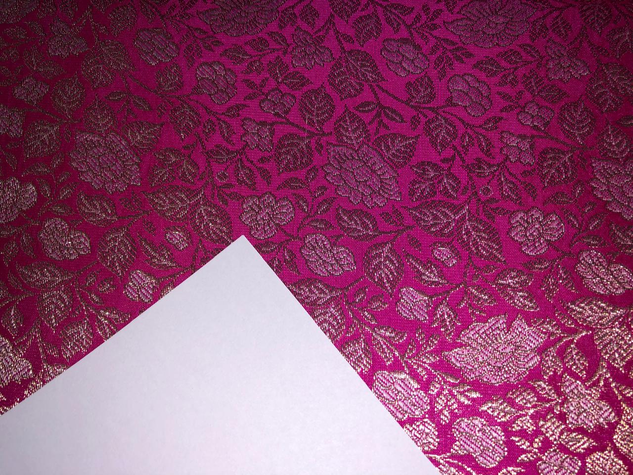 Silk Brocade Fabric metallic gold jacquard  44" wide BRO949A available in 3 colors red/peach and pink