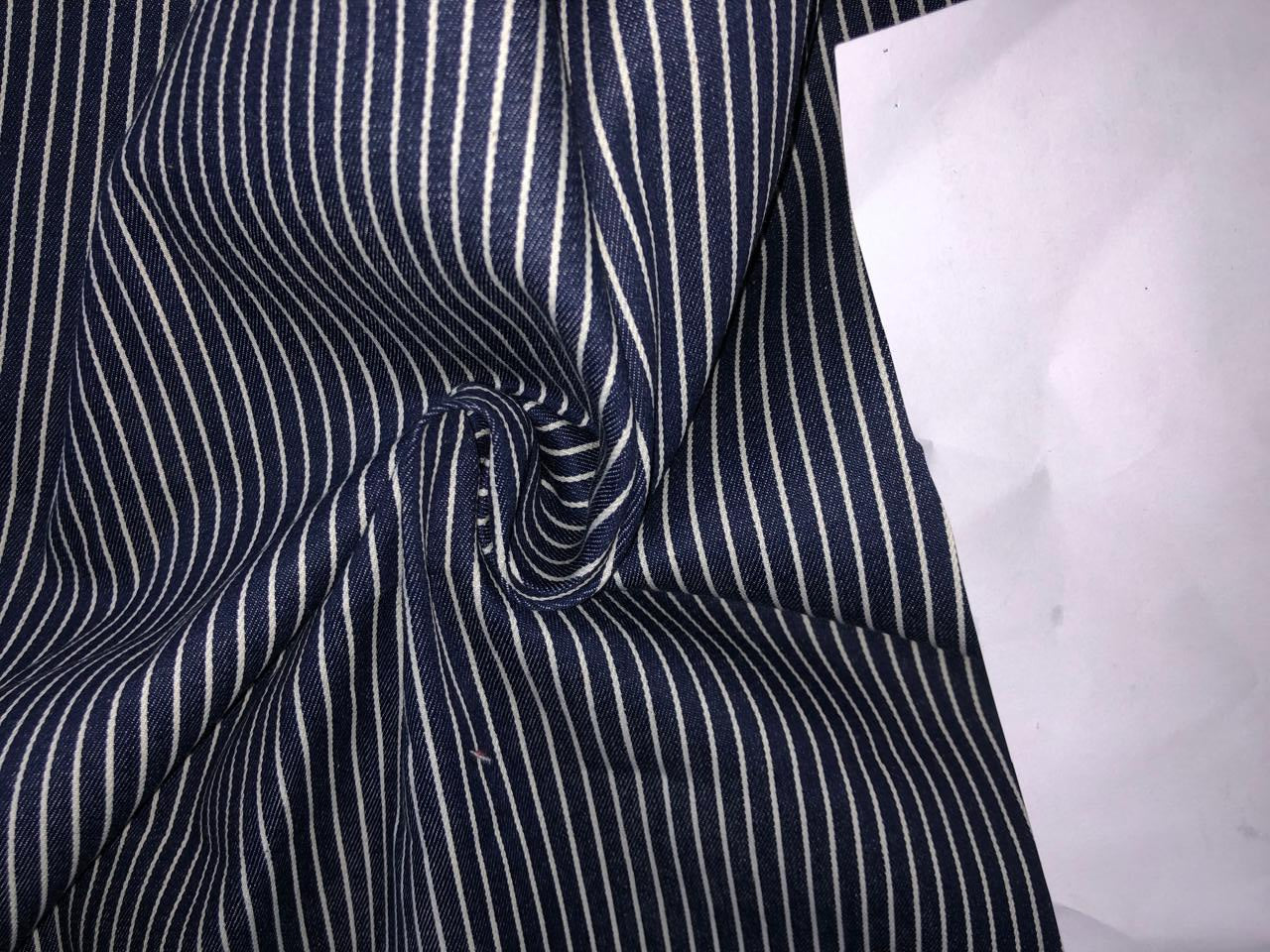 100% Cotton Denim  Fabric denim blue and white STRIPES 58" wide available in 2 sizes 0.25" and 2" stripe  [16156/16387]