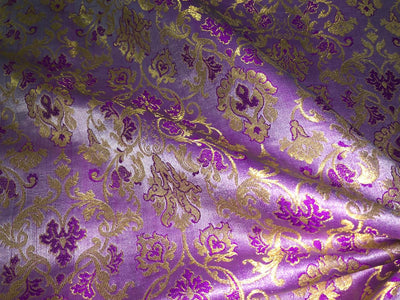 Silk Brocade fabric with  gold jacquard  BRO1018 available in 4 colors gold/lilac/grey and sea blue BRO1018