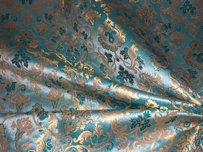 Silk Brocade fabric with  gold jacquard  BRO1018 available in 4 colors gold/lilac/grey and sea blue BRO1018