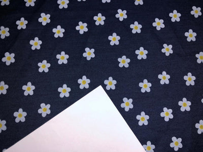 100% Cotton Denim  Fabric 58" wide flower print motifs [16887]